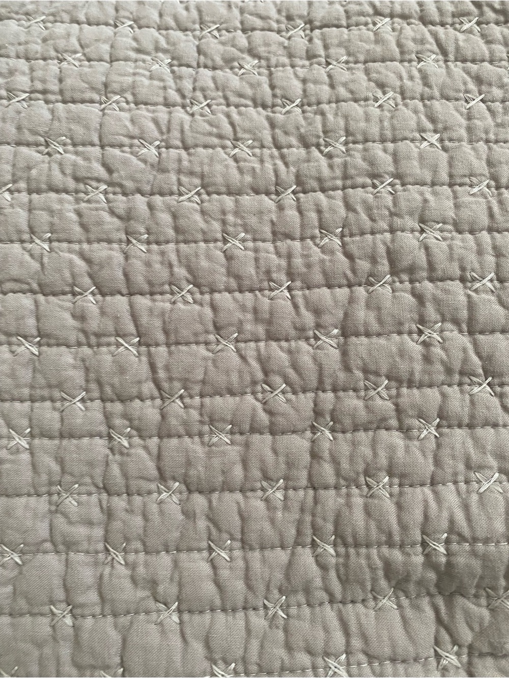Cross Stitch Light Grey Throw - One Quilted Throw - Levtex Home